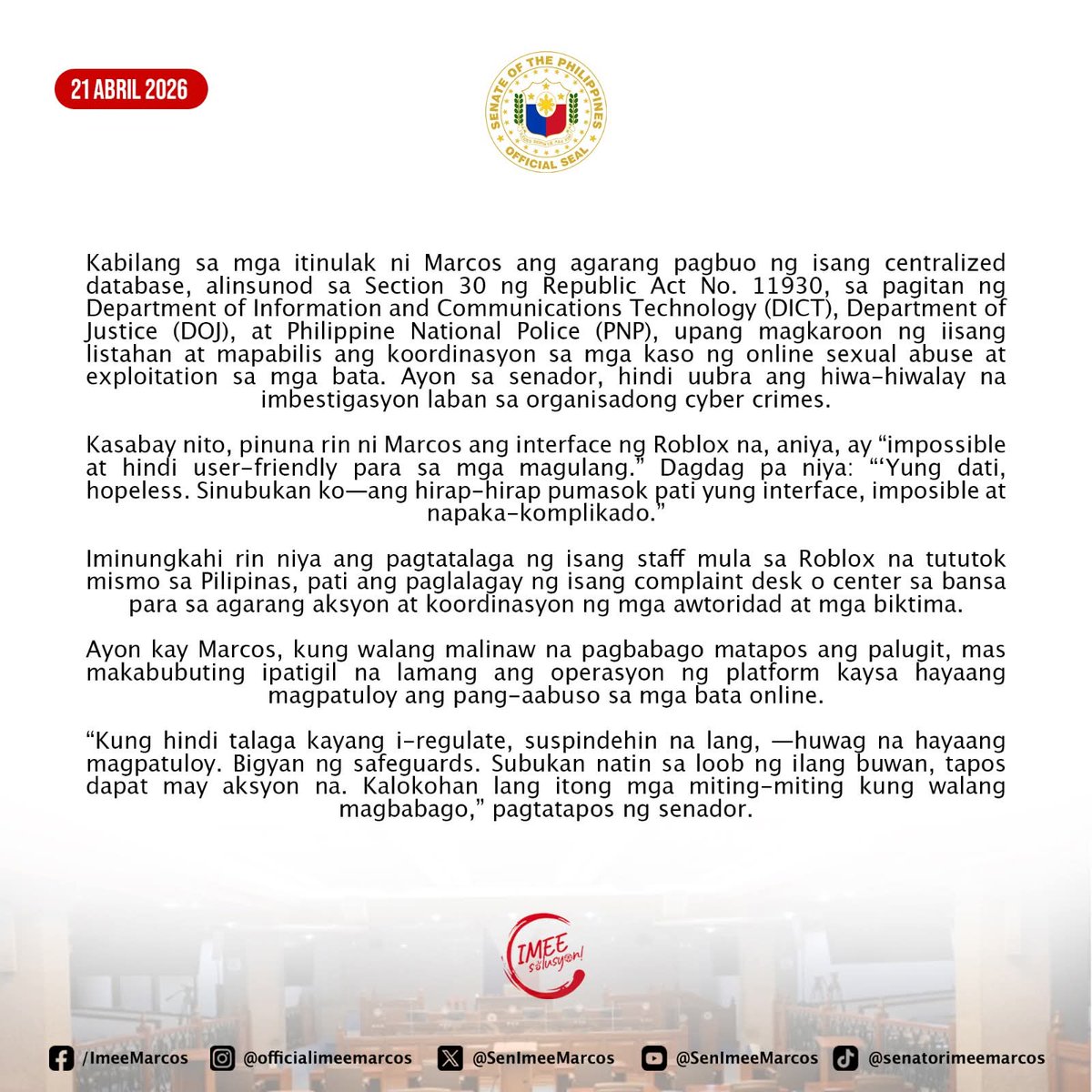 Imee R. Marcos tweet media