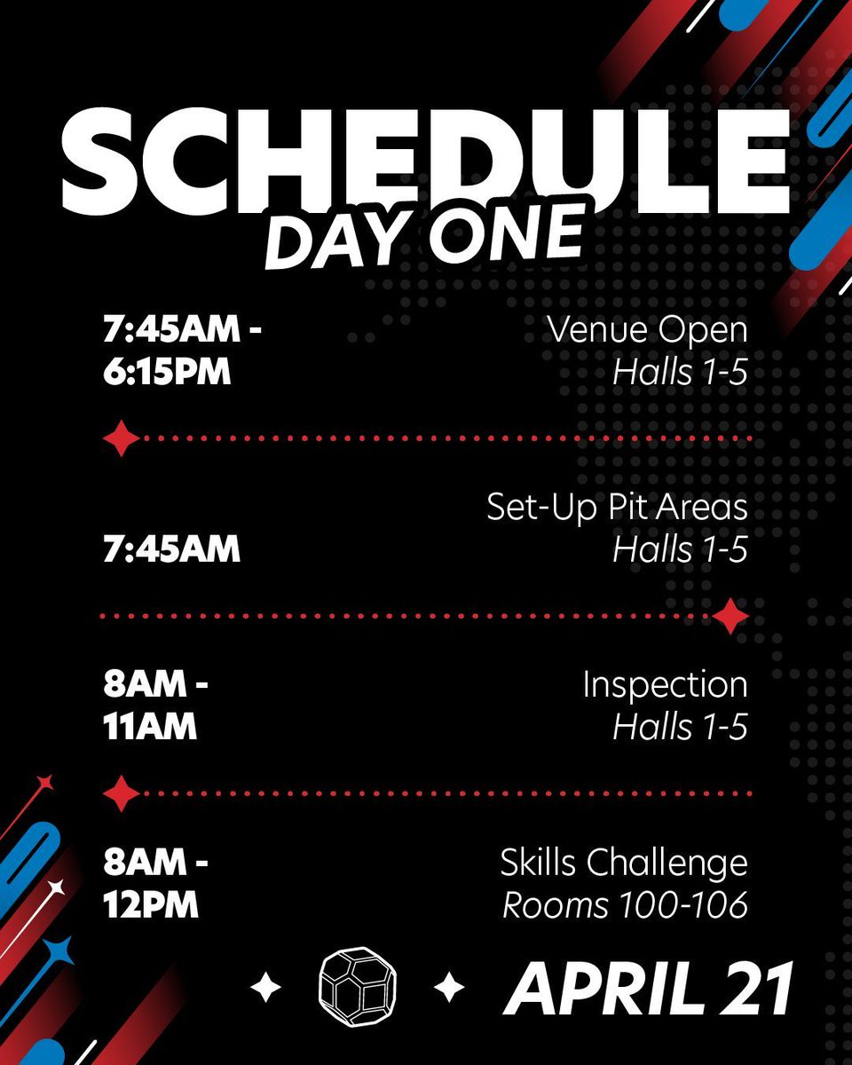 VEXRobotics's tweet photo. The 2026 VEX Robotics World Championship is HERE! 🔥 Good luck to all our teams. The first Opening Ceremony goes live this afternoon!

📺 https://t.co/7kTyxw0OLn

#VEXWorlds https://t.co/tHuHlVDsVT