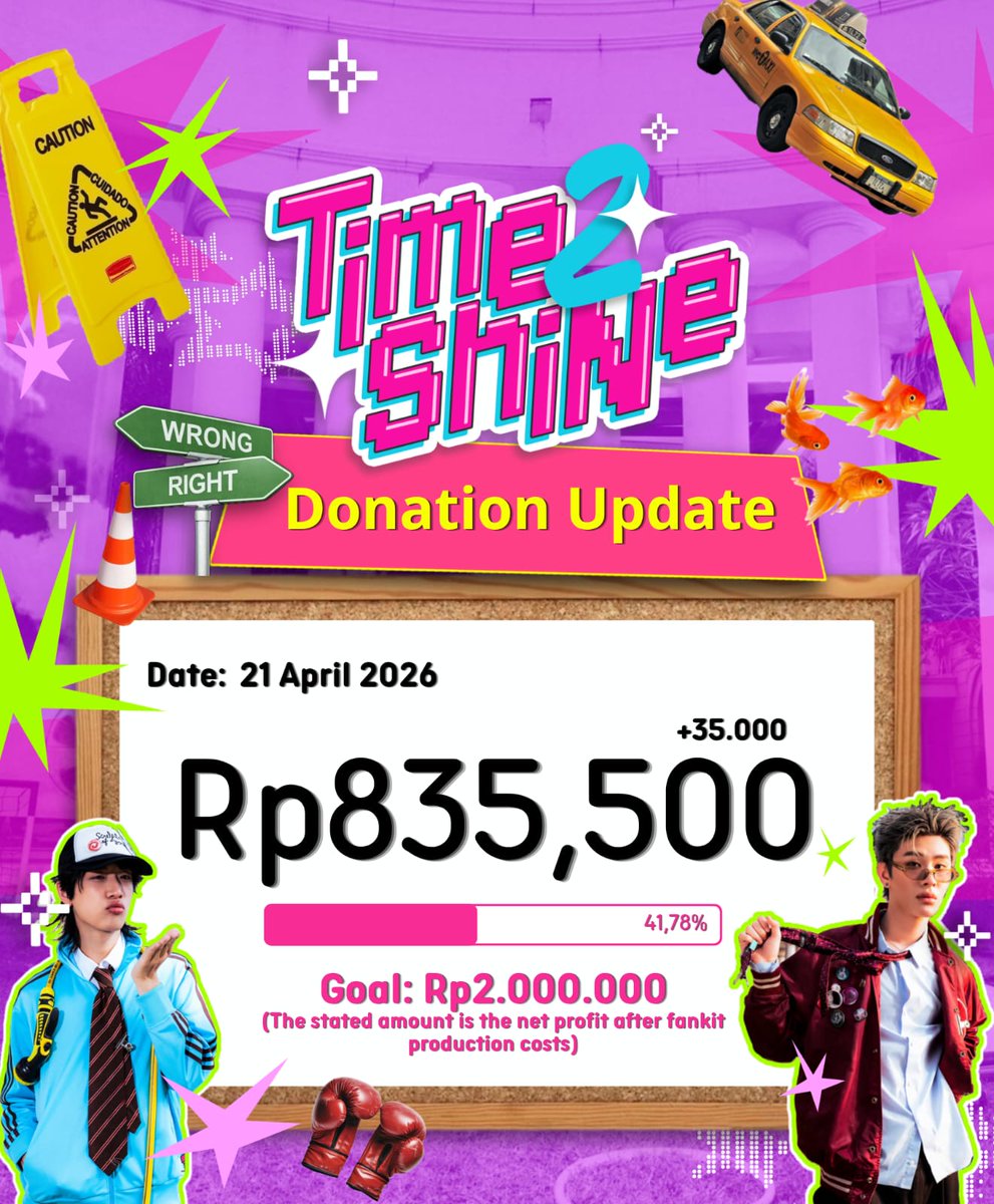 Donation Update 🐔💰
#THAINEXTime2ShiNeJKT

🗓️ 21 Apri 2026 
⏰ 19.25
📥 +Rp35.000
💸 Rp835,500 (41,78%)

Join fankit po or donate here:
🔗 bit.ly/THAINEXTime2Sh…

THAI &amp; NEX FAN PROJECT 
IN JAKARTA🦮🐈‍⬛