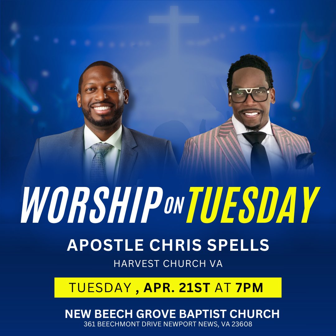 NewBeechGrove's tweet photo. Its Tuesday! We’re back in the swing with Bible Study. Join us at 12 PM for noonday and then again at 7 PM as we welcome @apostlechrisspells and Harvest Church VA. Let’s grow and dive deeper into the Word together! https://t.co/N2guorz1z4