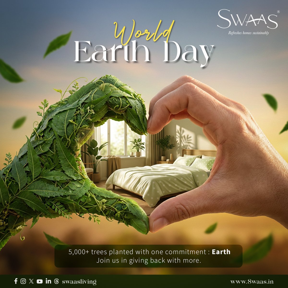swaasliving's tweet photo. Thoughtful living, mindful choices 🌱
5,000+ trees and growing—our promise to the planet.
At Swaas, every home is designed with Earth in mind. Let’s keep giving back.
#WorldEarthDay #SwaasLiving #GreenLiving #SustainableHomes #BuildGreen https://t.co/6hjbVCubj2