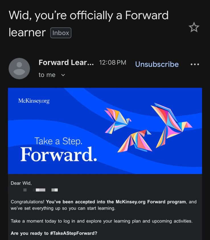 wtmsass's tweet photo. mckinsey forward program 🎉
let’s see where this goes https://t.co/hrme6jkgzZ