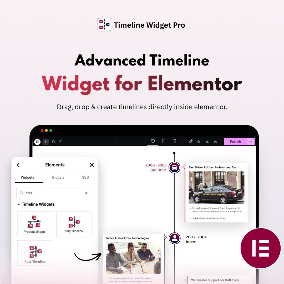 cool_plugins's tweet image. Create beautiful timelines in Elementor, just drag, drop, edit and publish.

Try it here: cooltimeline.com/plugin/element…

#Elementor #WordPress #WordPressPlugins #ElementorTimeline #CoolTimeline #CoolPlugins