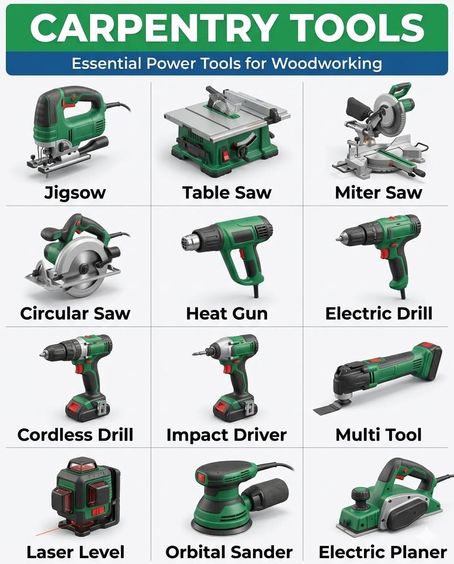 0000000mahmoud's tweet image. Essential carpentry power tools—boost speed, accuracy, and productivity in woodworking.
Right tools help you cut, shape, and finish projects with professional results.
#tools