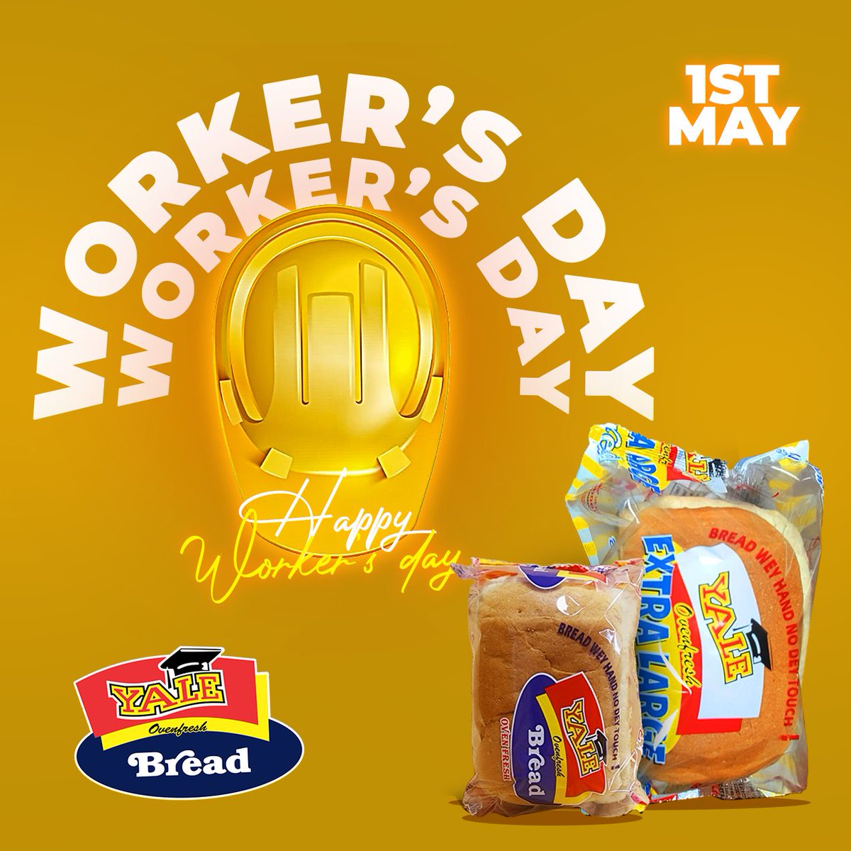 myyalebread's tweet photo. Happy Worker’s Day! 💪
Celebrating the hardworking hands that keep everything moving — from production to your table.
Yale Bread — bread wey hand no dey touch. 🍞
#WorkersDay #MayDay #YaleBread https://t.co/ou60iaCY9x