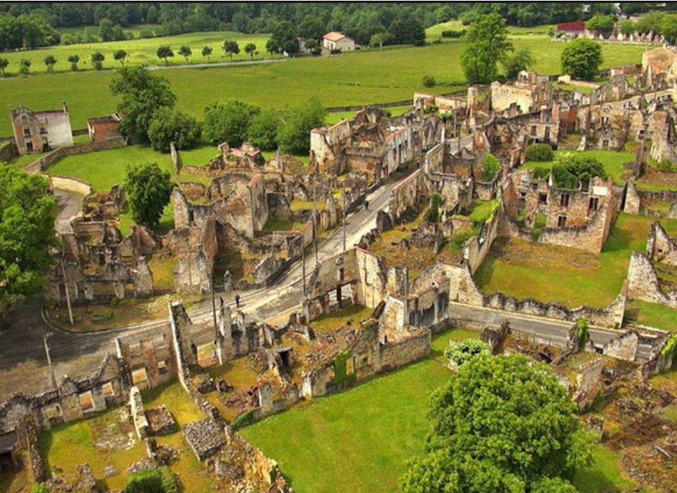 latitude36_'s tweet photo. Oradour-sur-Glane is one of the most haunting places in France. The original village was never rebuilt after World War II.

 Its ruins were left standing as a memorial, while a new village was built nearby. https://t.co/3mRZXYgJTH