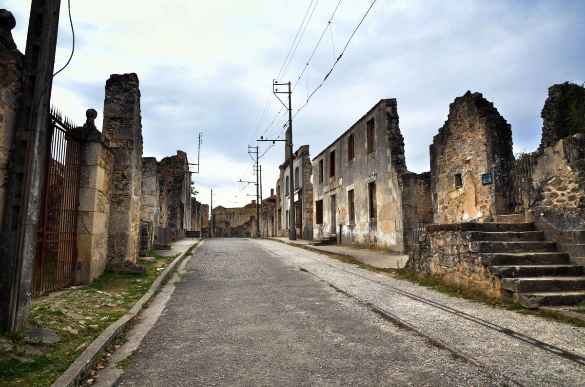 latitude36_'s tweet photo. Oradour-sur-Glane is one of the most haunting places in France. The original village was never rebuilt after World War II.

 Its ruins were left standing as a memorial, while a new village was built nearby. https://t.co/3mRZXYgJTH