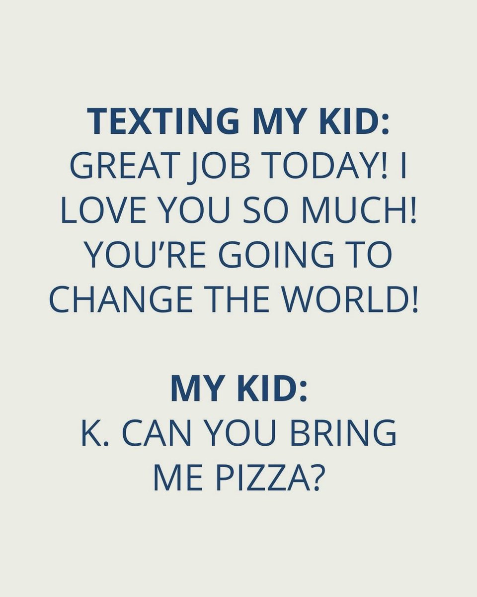 KapadiaShipra's tweet image. I’m out here writing a whole Hallmark card… And my kid’s just like: “K. Pizza?” 🙃🍕

Anyone else?

#MomLife #moms #mothers #motherhood #motherslove #parents #relatable #momsoftwitter #momhumor
