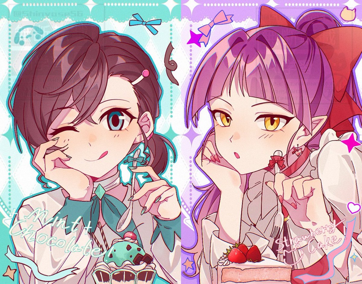 Mint Chocolate 🩵💜Strawberry Cake