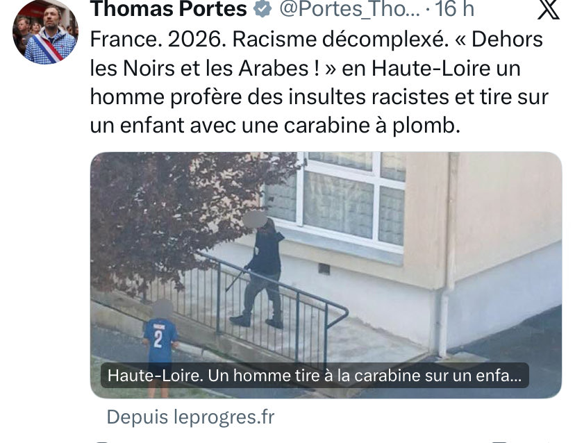 🧶 Il n'y a eu aucun tir, ni propos raciste, dément le procureur du Puy-en-Velay à nos confrères de BFM TV.
Mais entre-temps, les députés Insoumis ont fait leur beurre en accusant l'Etat, Cnews, le RN, Retailleau... Alors qu'il n'y a rien. Rien de rien de rien. 1/4