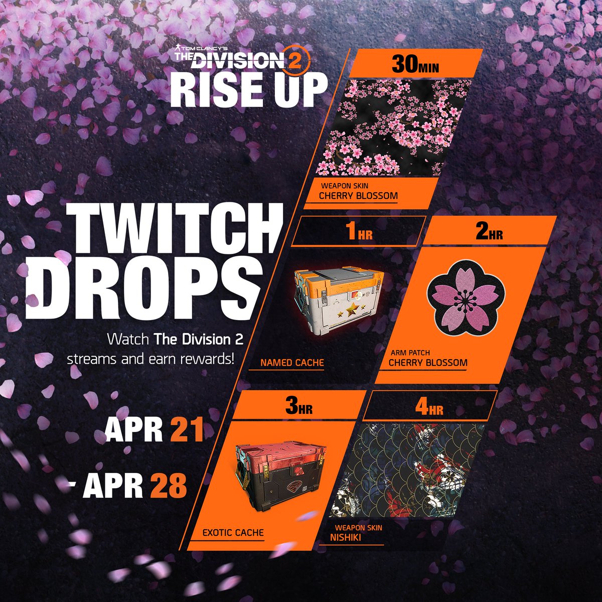 NothinButSkillz's tweet image. We are live with drops all day all night! #TheDivision2 Also have a exclusive Cherry Blossom badge for the channel! See you soon twitch.tv/nothingbutskil…