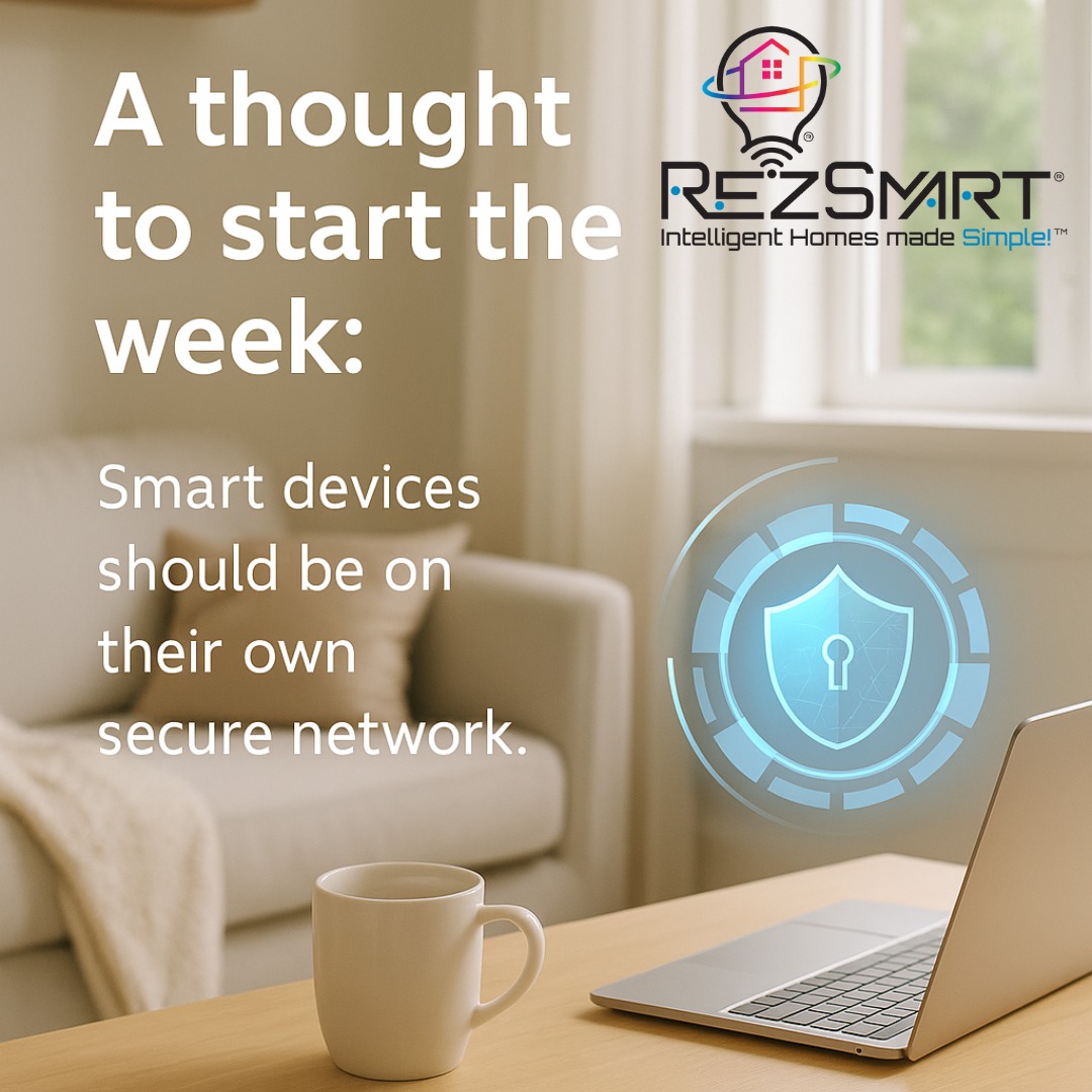 rezsmart's tweet photo. Your smart devices and your laptop are probably on the same Wi-Fi.

They shouldn't be.

One vulnerable device = a door into everything else.

RezSmart builds a dedicated network for your smart home from day one.

👉 https://t.co/WsmUMiA3ix

#SmartHome #RezSmart #Arizona https://t.co/LYIGxxywBZ