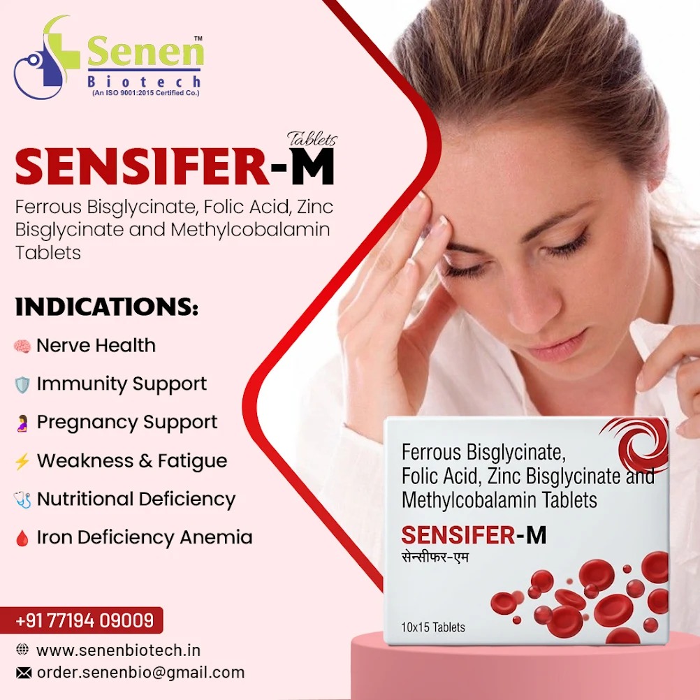 SenenBiotech's tweet image. Support your body with the right nutrition.
These advanced tablets combine Ferrous Bisglycinate, Folic Acid, Zinc Bisglycinate, and Methylcobalamin to help manage iron deficiency and support overall wellness.
#IronDeficiency #HealthSupport #NutritionalCare #ImmunitySupport