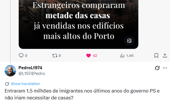 Tão depressa se lê nesta rede que se não se tivesse permitido a entrada destes imigrantes os salários dos portugueses teriam obrigatariamente aumentado, como se acusam estes imigrantes de salário minimo de comprarem casas de 500 k para cima. Paradoxos