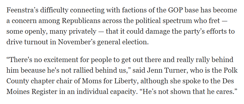 brianneDMR's tweet photo. On the campaign trail, it can be hard to find voters excited about Iowa’s leading GOP candidate for governor. My deep dive on Randy Feenstra and his struggles to connect with certain factions of Iowa's grassroots https://t.co/XzLCXMh31V