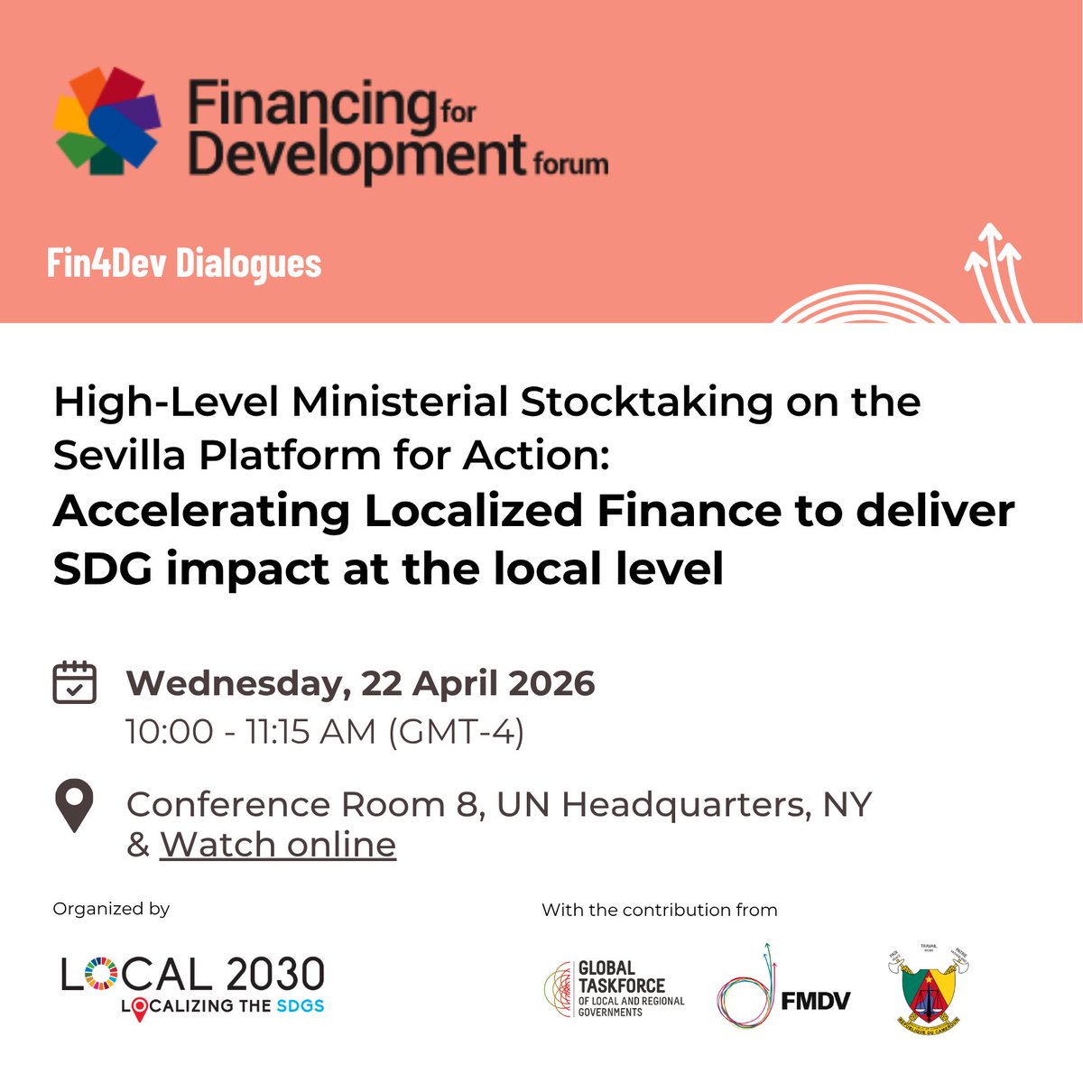 fmdv_org's tweet photo. 🌎  Advancing Country Platforms for Localizing Finance and Subnational Development Banks in the FfD and TAFF Agendas

Two international milestones are coming up: the 2026 ECOSOC Forum on Financing for Development (#FfD) Follow‑Up in New York and the First Conference on Transitioning Away from Fossil Fuels (#TAFF) in Santa Marta, Colombia.

Both the FfD and TAFF agendas cannot be advanced without the delivery systems that turn national intent into territorial implementation at scale, while embedding procedural and distributive justice through governance models that institutionalize participation, ownership, innovation, and accountability.

Core recommendations from FMDV and @RIPESSEurope to the TAFF process:

1. The “Last-Mile Finance” – Reforming the financial architecture to enable localised, programmatic, and portfolio-based financing systems that effectively reach subnational governments, local MSMEs, informal businesses, social and solidarity economy entities, and communities through dedicated financial intermediation;

2. The “Last-Mile Economy” – Transforming economic systems by supporting models that are locally anchored, socially inclusive, environmentally sustainable, and aligned with long-term resilience; giving Local and Regional Governments and local stakeholders the fit-for-purpose and disruptive economic framework and mechanisms.

Together with our partners, FMDV is also supporting three high-level sessions that showcase the approach of Country Platforms for Localizing Finance and the Global Alliance of Subnational Development Banks – the two flagship initiatives on the Sevilla Platform for Action.

Join us at the following moments and be part of the conversation that drives change!

🔹 Two Fin4Dev Dialogue sessions at the FfD Forum:
“From Commitment to Transformation: Advancing Social and Solidarity Economy in the Financing for Development Agenda”
Organized by @ProsperidadCol – Gobierno de Colombia and RIPESS, supported by FMDV
📅21 April 2026 | 1:15 PM | UN Headquarters, NY, CR-8
Concept note: https://t.co/eeOAJtDhGJ

“High-Level Ministerial Stocktaking on the Sevilla Platform for Action: Accelerating Localized Finance to deliver SDG impact at the local level”
📅22 April 2026 | 10:00 AM | UN Headquarters, NY, CR-8
Organized by @Local2030, supported by FMDV as part of the @GlobalTaskforce, with a special contribution from the Government of Cameroon, showcasing the pioneering Finance Your Cities Cameroon - Country Platform for Localizing Finance.
📺Watch online: https://t.co/I0ns9PI5pZ (Languages: EN / FR / ES)
Concept note: https://t.co/PHzSoxudew

🔹 Side event at the 1st TAFF Conference:
“From Fossil Fuel Dependence to Economies of Life: Just Transition, Social Protection, and Popular and Solidarity-Based Economies as Pillars of the Phase-Out of Fossil Fuels”
26 April 2026 | 10:00 AM | University Sergio Arboleda | Santa Marta, Colombia
Organized by @ProsperidadCol – Gobierno de Colombia; Supported by RIPESS & FMDV
Conference website: https://t.co/VbK5sWr3OH

#SDGLocalization #SSEforFFD #LocalizingFinance #CountryPlatforms #SDBs #FFD4
Learn more: https://t.co/wAmpgq6PXH
With support from @EU_Commission, @uclg_org , @ademe