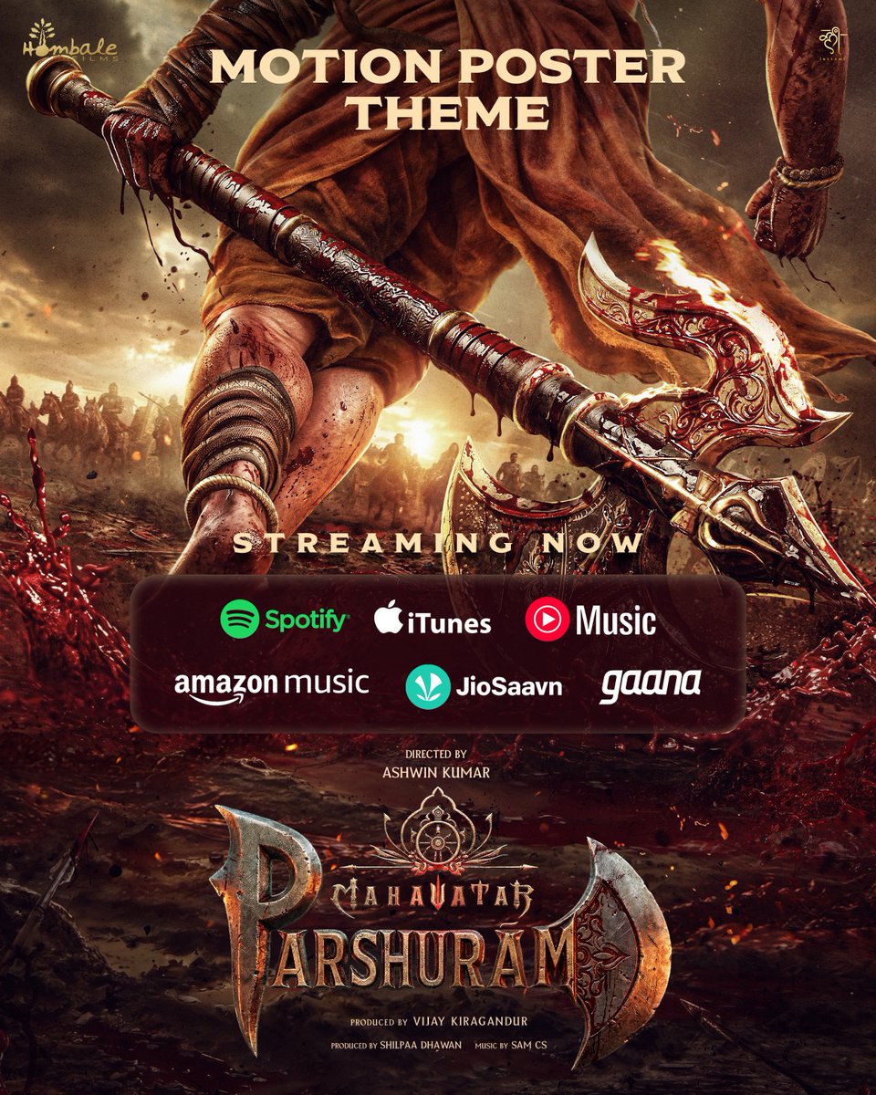 Feel the rage. Hear the storm 🪓🔥

#MahavatarParshuraam Motion Poster Theme,
Streaming now on all music platforms 🎧

lnk.to/Mahavatar_Pars…

<a href="/hombalefilms/">Hombale Films</a> <a href="/VKiragandur/">Vijay Kiragandur</a> <a href="/AshwinKleem/">Kleem Productions</a> <a href="/kleemproduction/">Kleem Productions</a> <a href="/shilpaadhawan/">shilpa dhawan</a> <a href="/SamCSmusic/">𝐒𝐀𝐌 𝐂 𝐒</a> <a href="/MahavatarTales/">Mahavatar Parshuraam</a>