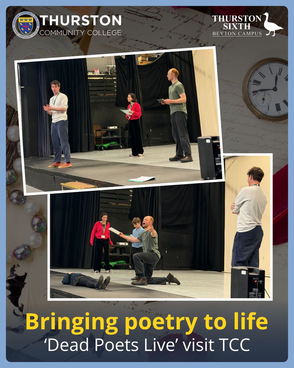 ThurstonCollege's tweet image. Year 7 were treated to a visit from the @deadpoets_live show last week, which brought poetry to life in the Auditorium! There was chanting, choral repetition, nonsense poetry and Shakespeare too - something for everyone.

#Poetry #English #TCCLife #TeamTCC