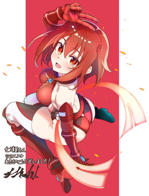 skebで依頼した 
うちの子変身ヒロインイラストが納品されました。 
     
「ヴィクトリーサイン ブレイブハート・アカネ!」

  ※次リプで絵師様紹介になります 