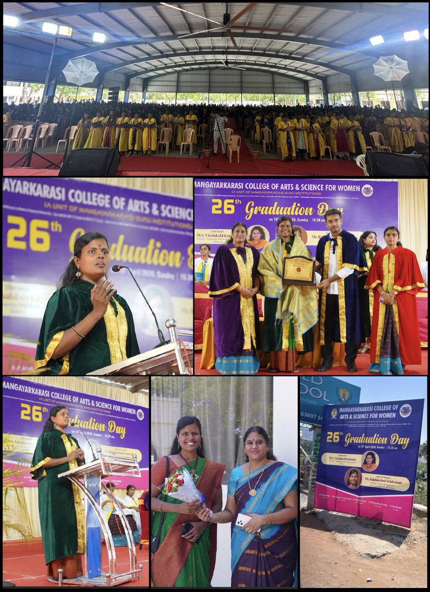raji_zoho's tweet image. Happy to be the ‘Guest of Honour’ for the 26th Graduation Day at Mangayarkarasi College of Arts and Science for Women, Madurai. 🔥💖

#womenempowement #collegeevents #graduationday