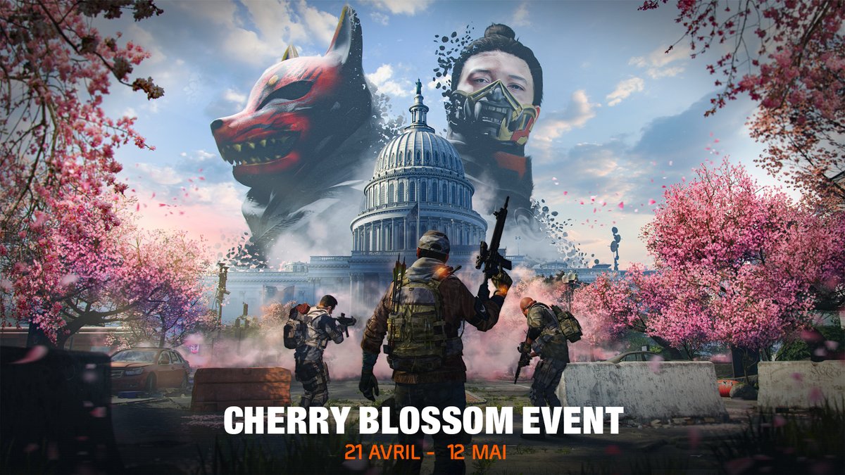 TheDivisionFR's tweet photo. 🌸 Aujourd'hui, on met de la couleur dans les rues de Washington !

L'événement Cherry Blossom est là : ville transformée, récompenses exclusives et casque Rising Sun gratuit pour tous les joueurs connectés ✨🌳

Connectez-vous et profitez-en jusqu'au 12 mai ! 🎮 https://t.co/VAtBMnrA4E