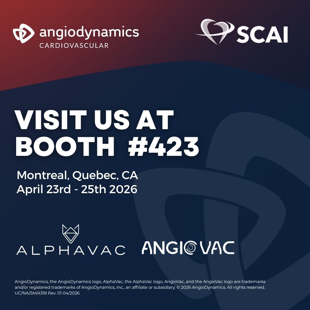 AngioDynamicsCV's tweet image. Visit AngioDynamics Cardiovascular at booth #423, at SCAI 2026 for hands-on experiences with the AlphaVac System and the AngioVac System and learn how we are revolutionizing thrombectomy treatment. 

Risk Info: angiodynamics.com/about-us/risk-…

#PE #AlphaVac #Thrombectomy