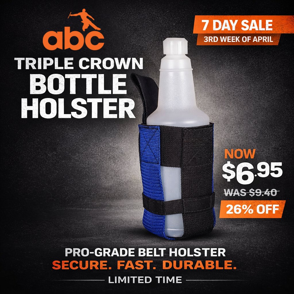 Your spray bottle should keep up with you — not slow you down.

The Triple Crown Bottle Holster keeps it right where you need it.

• Starting at $6.95
• Fits standard spray bottles
• Built tough for daily use

Shop link in bio.

#WindowCleaning #ProTools #ToolBelt