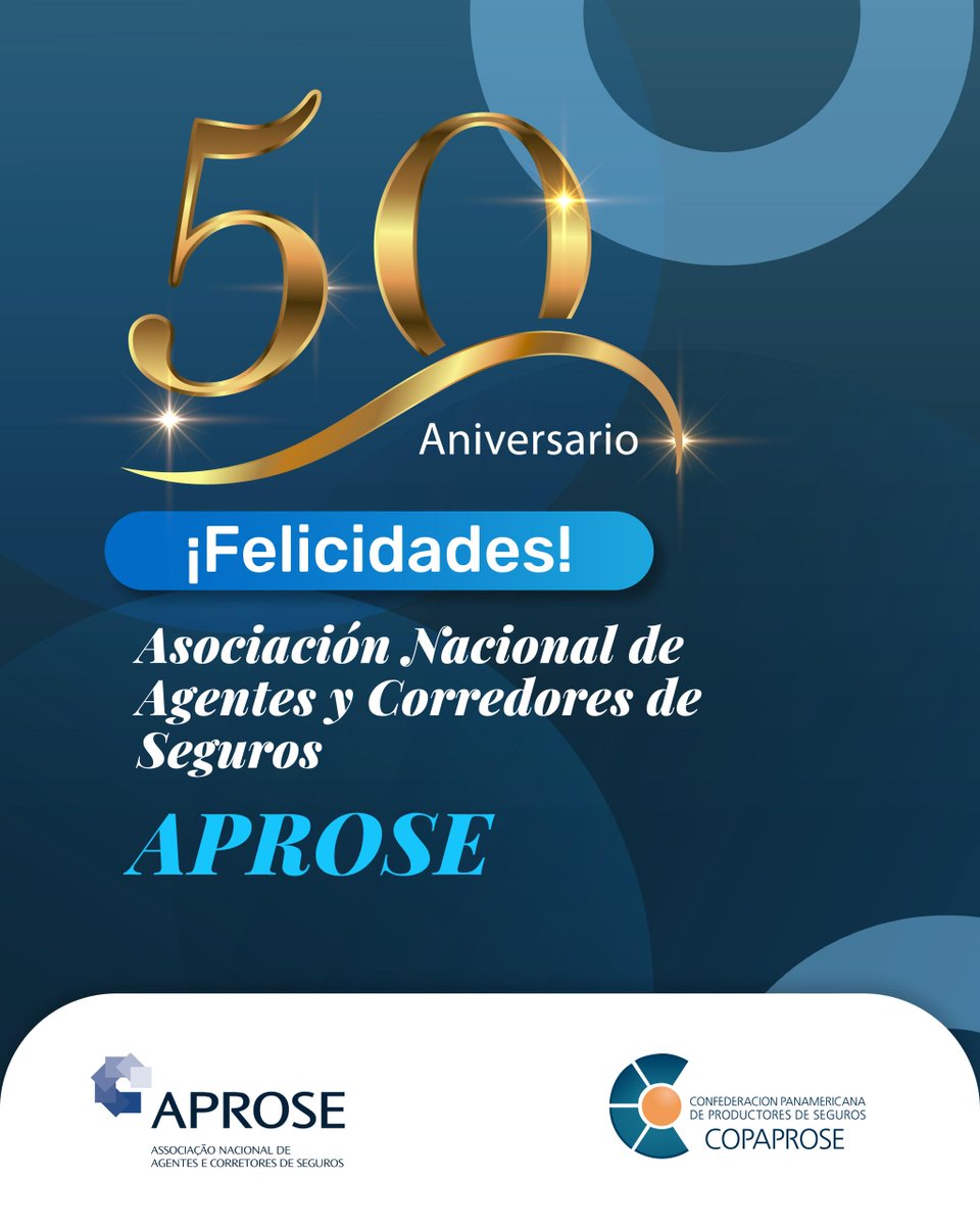 Copaprose's tweet photo. Celebramos con orgullo el 50º aniversario de la Asociación Nacional de Agentes y Corredores de Seguros (APROSE) de Portugal.

Cinco décadas de trayectoria, compromiso y excelencia profesional que han contribuido al fortalecimiento del sector asegurador. 

#COPAPROSE #APROSE https://t.co/PWhIH9rH44