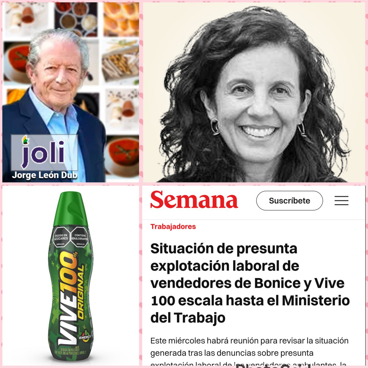 Ellos son, Jorge León Dub propietario de Vive 100 y Bonice. Su hija Juanita León propietaria de la fábrica de mentiras llamada <a href="/lasillavacia/">La Silla Vacía</a>. Férrea opositora a la reforma laboral porque perjudica los intereses explotadores de su padre y su ejército de vendedores ambulantes.