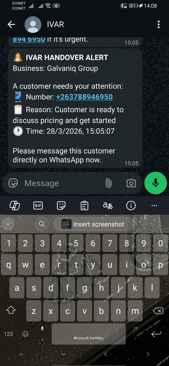 GalvaniqGroup's tweet photo. Introducing an Agentic system for your business, your team can only intervene when the AI has discovered a human attention is needed so it uses the embedded human handover which is through WhatsApp and emails https://t.co/PjJqpzax3G
