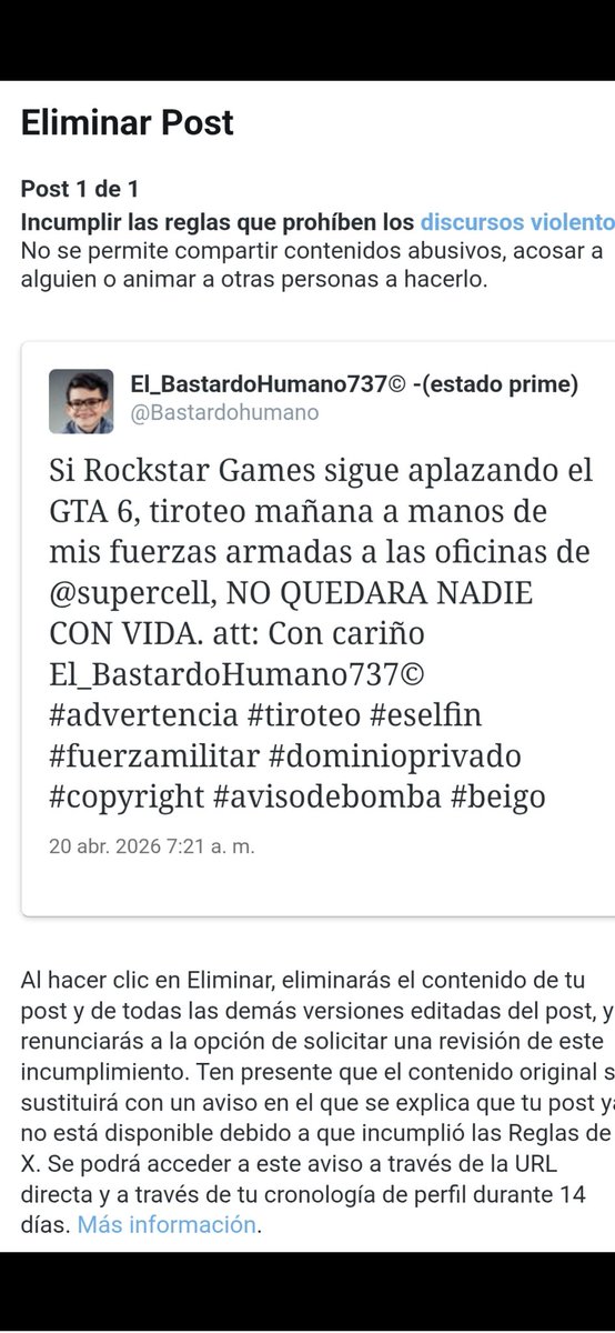 El_BastardoHumano737© -(estado prime) tweet media