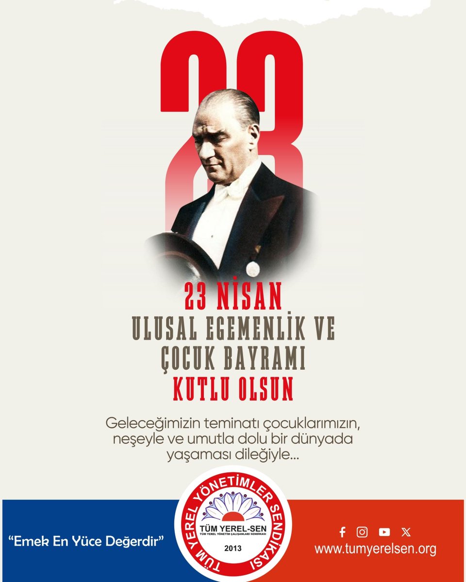 tum_yerelsen's tweet photo. EGEMENLİK MİLLETİNDİR, GELECEK ÇOCUKLARIN

23 Nisan Ulusal Egemenlik ve Çocuk Bayramı’nı, halk iradesinin tecelligâhı olan Türkiye Büyük Millet Meclisi’nin açılış yıl dönümünde; cumhuriyetimizin temel değerlerine bağlılığımızı ve çocuklarımıza karşı sorumluluğumuzu bir kez daha hatırlayarak karşılıyoruz.
Gazi Mustafa Kemal Atatürk’ün bu anlamlı günü çocuklara armağan etmesi, egemenliğin kayıtsız şartsız millete ait olduğunun en güçlü ifadesidir. Bu anlayış, yalnızca bir yönetim biçimini değil; aklın, bilimin ve laikliğin rehberliğinde şekillenen çağdaş bir toplum idealini de temsil eder. Atatürkçülük, dün olduğu gibi bugün de yolumuzu aydınlatan en temel ilkeler bütünüdür.

Milli egemenlik, yalnızca sandıkla sınırlı bir kavram değil; hukukun üstünlüğü, kuvvetler ayrılığı, demokratik katılım ve temel hak ve özgürlüklerin güvence altına alınmasıyla anlam kazanır. Bu bağlamda, kamu yönetiminin tüm kademelerinde şeffaflık, hesap verebilirlik ve halk iradesine saygı esas olmalıdır. Egemenliğin gerçek sahibi olan yurttaşların sesi, her koşulda korunmalı ve güçlendirilmelidir.

Ancak bugün, eğitim alanında yaşanan sorunlar ve çocuklarımızın güvenliğine yönelik tehditler, bu temel ilkelerin yeterince hayata geçirilemediğini göstermektedir. Okullarda ve eğitim ortamlarında artan şiddet, ihmal ve güvencesizlik; çocukların fiziksel ve psikolojik gelişimini doğrudan tehdit etmektedir. Güvenli olmayan bir eğitim ortamında ne nitelikli eğitimden ne de sağlıklı bir gelecekten söz edilebilir.

Çocukların üstün yararını esas alan, laik, bilimsel ve kamusal eğitim anlayışı; demokratik bir toplumun vazgeçilmezidir. Çocukların her türlü istismar, ihmal ve şiddetten korunması, yalnızca kurumların değil, toplumun tüm kesimlerinin ortak sorumluluğudur.

23 Nisan’ın bizlere yüklediği en büyük görev; egemenliğin gerçek anlamını korumak ve bu egemenliği geleceğe taşıyacak çocuklara güvenli, özgür ve eşit bir yaşam sunmaktır. Atatürk’ün izinde, cumhuriyetin temel değerlerine sahip çıkarak, çocuklarımızın hak ettiği aydınlık yarınları birlikte kurmak için mücadelemizi sürdüreceğiz.

Tüm çocuklarımızın 23 Nisan Ulusal Egemenlik ve Çocuk Bayramı’nı kutluyor; barış, özgürlük ve umut dolu bir gelecek diliyoruz.

Tüm Yerel-Sen Merkez Yönetim Kurulu