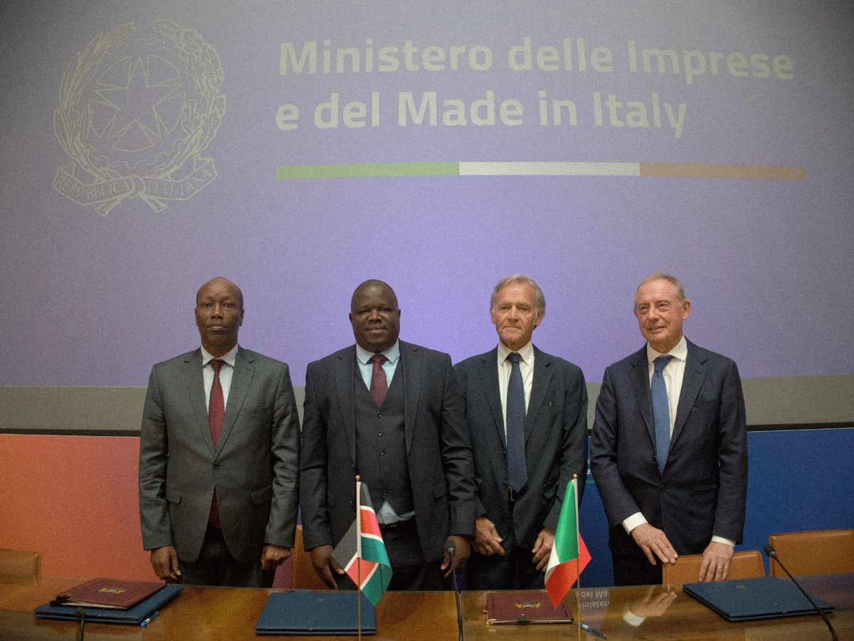 GovLeeKinyanjui's tweet photo. Today, I joined Adolfo Urso, Italy’s Minister of Business and Made in Italy, to sign two strategic MoUs that will drive jobs and industrial growth.

We sealed an agreement to strengthen Kenya’s leather value chain. boosting local production, value addition, and global competitiveness.

To power the future, we also signed an MoU on collaboration in Artificial Intelligence, positioning Kenya at the forefront of the digital economy.

As a country, we will continue to expand our industrial capacity, deepen global partnerships, and diversify markets, while embracing emerging technologies that create new opportunities for our people.
@MITIKenya
