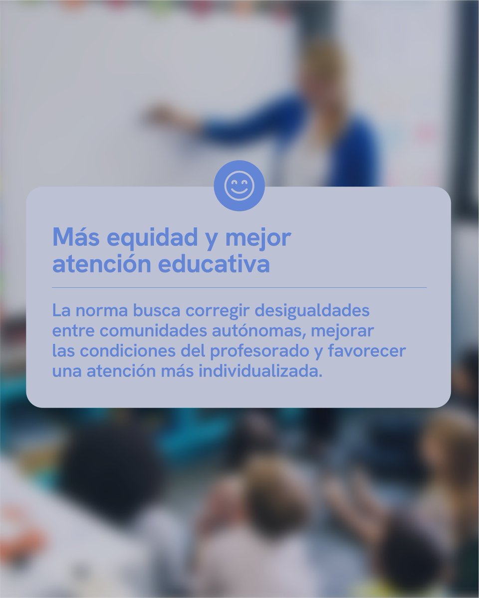 educaciongob's tweet image. 📚 El Gobierno aprueba el proyecto de Ley para reducir las ratios y fijar un tope legal a la jornada lectiva del profesorado: 22 alumnos por aula en Primaria, 25 en ESO, 23 horas lectivas en Infantil, Primaria y Educación Especial y 18 en el resto.

#Educación #Profesorado