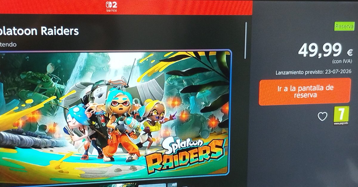 Un exclusivo de switch 2 a 50€ 
Splatoon Raiders sale a 50€