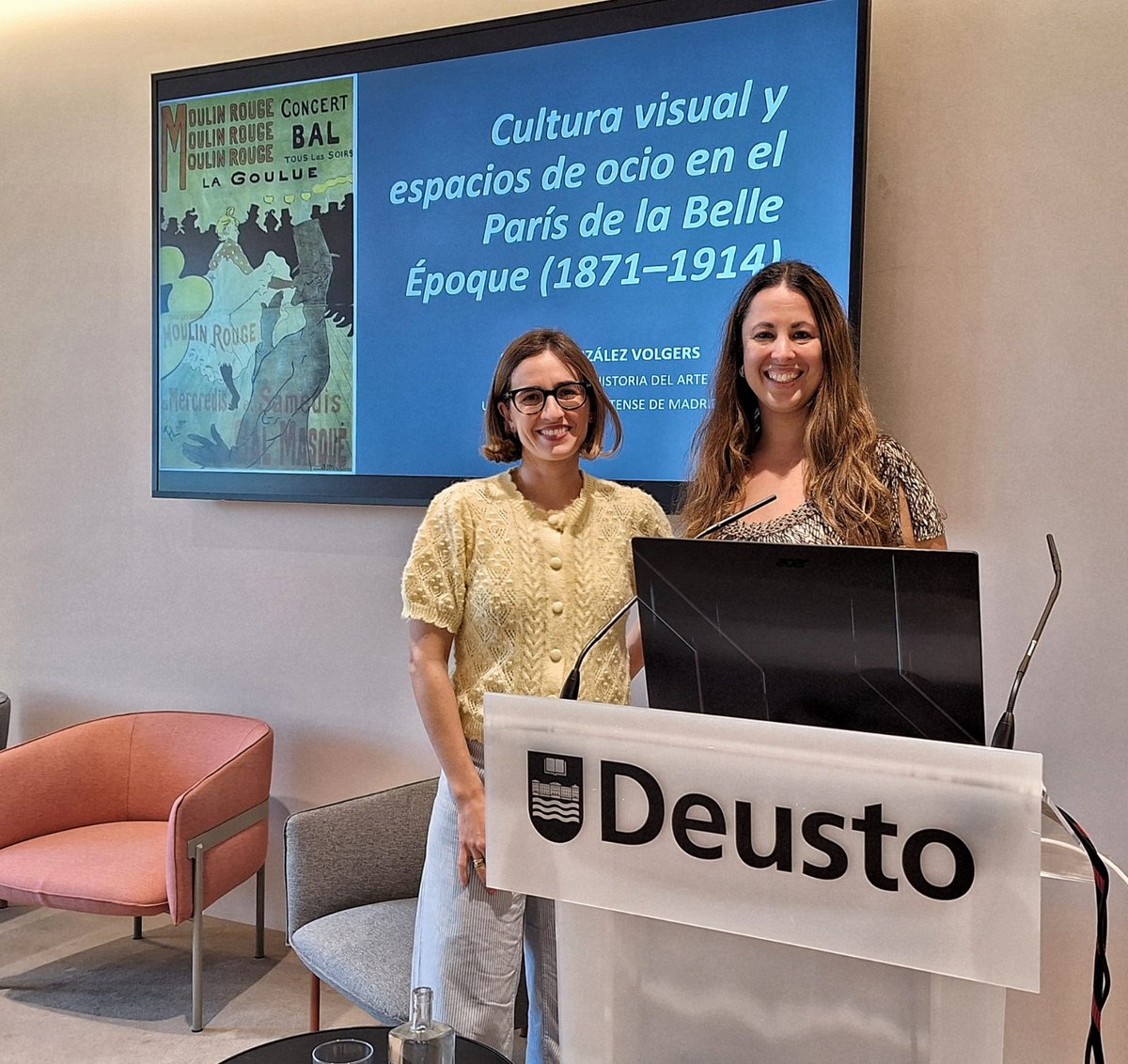 DeustoBide's tweet photo. Conferencia "Cultura Visual y espacios de ocio en el París de la Belle Époque (1871-1914)" 👒 🎩con la doctoranda  Saskia González Volgers en @deusto presentada por la directora de @DeustoBide, Irene Gantxegi Madina. Colabora @FundlaCaixaCAT. https://t.co/TqxxGIdjwq