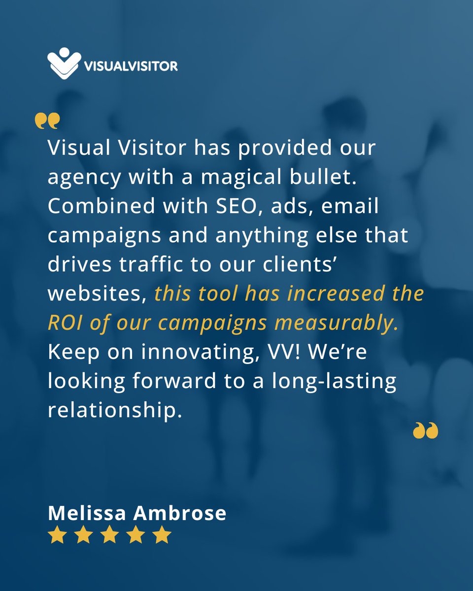 Visual_Visitor's tweet photo. #TestimonialTuesday

When traffic turns into identifiable people, everything improves. SEO. Ads. Email—all work harder because you know who you’re reaching. Appreciate the kind words, Melissa. Even more excited about the results. 

https://t.co/dyBLrA0j6d 

#SalesIntelligence https://t.co/gHMsTJJHge