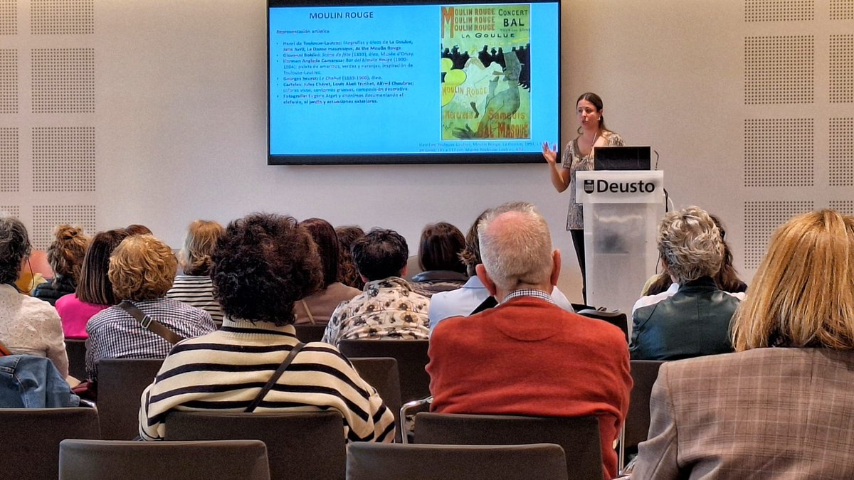 DeustoBide's tweet photo. Conferencia "Cultura Visual y espacios de ocio en el París de la Belle Époque (1871-1914)" 👒 🎩con la doctoranda  Saskia González Volgers en @deusto presentada por la directora de @DeustoBide, Irene Gantxegi Madina. Colabora @FundlaCaixaCAT. https://t.co/TqxxGIdjwq