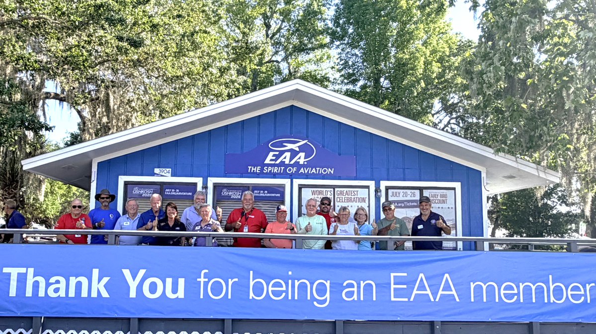 EAA's tweet image. Whether at our headquarters in Oshkosh or anywhere across the globe, EAA volunteers show up to make a difference! Thank you for making it so easy to celebrate you. 🥰

Pictured: EAA volunteers at SUN ‘n FUN 2026

#EAA #VolunteerWeek #ThankYou #aviation #avgeek