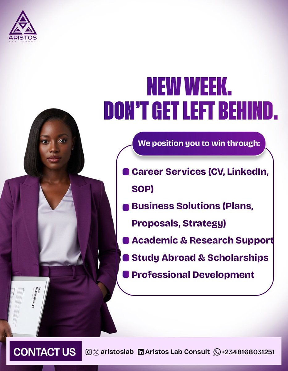 AristosLab's tweet photo. While others are guessing their next move, smart individuals are taking action with strategy.

At Aristos Lab, we position you to win through our topnotch service delivery. 

Every week you delay is an opportunity someone else takes.

Don’t miss out! Contact us now
+2348168031251 https://t.co/yB5Q8YnAue