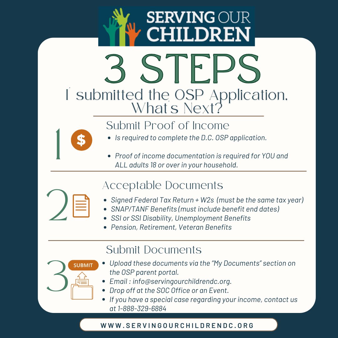 DCosp's tweet photo. I submitted the OSP Application, What's Next? Let's explore these steps to complete your SY26-27 OSP APP and get it ready for review. When eligibility is determined, you will be notified via email and through the OSP Parent Portal. Submit your documents by April 24th. https://t.co/wPSya079LM