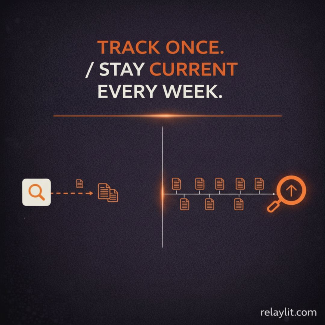 relaylit's tweet photo. Describe your topic once and keep the signal coming. Relaylit turns one clear topic definition into an ongoing ranked digest you can actually keep up with.

#Relaylit #TopicTracking #ResearchDigest #ScientificSearch #Productivity https://t.co/VNprczCHmp