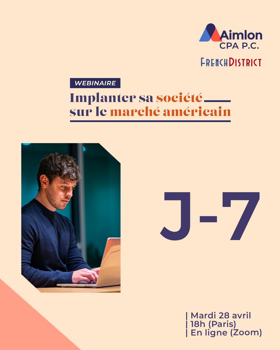 AimlonCPAPC's tweet image. 🇺🇸 🎯 J-7 avant notre webinaire : "Implanter sa société sur le marché américain" 

🌍 Entrepreneurs européens déjà engagés 

👉 Places limitées – inscrivez-vous : us02web.zoom.us/webinar/regist… 

#Business #USA #Entrepreneurs #Growth