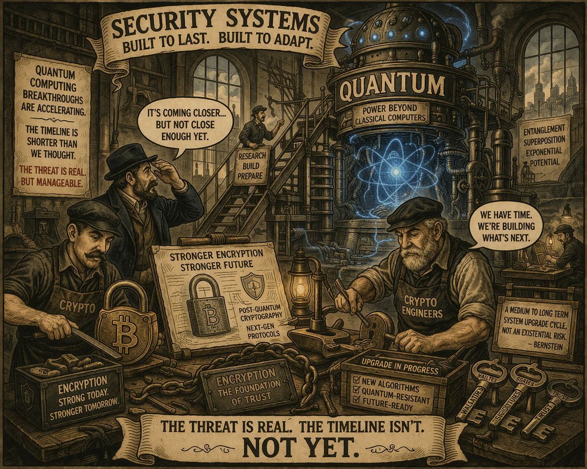 walletd_sdk's tweet image. Quantum isn’t a death sentence for Bitcoin.
It’s an upgrade cycle.
Bernstein says the threat is real… but manageable. 

buff.ly/vqp8e7V
#Crypto #Bitcoin #Ethereum #BTC #ETH #Blockchain #Cryptocurrency #CryptoNews #CryptoTrading #DeFi #Altcoins #Web3 #CryptoInvestor