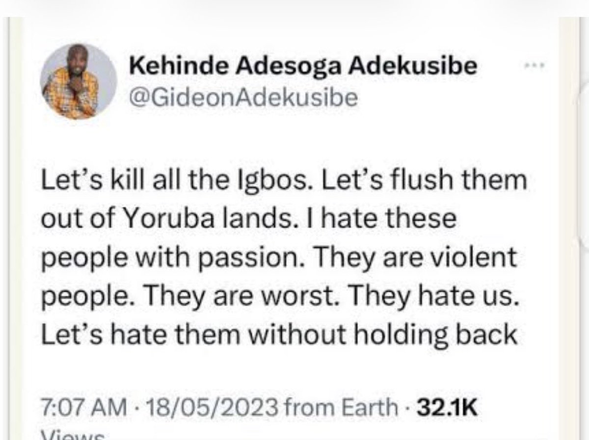 Voiceofigbos's tweet photo. My race that wants my tribe to be wiped out. https://t.co/kEykGNNdXS