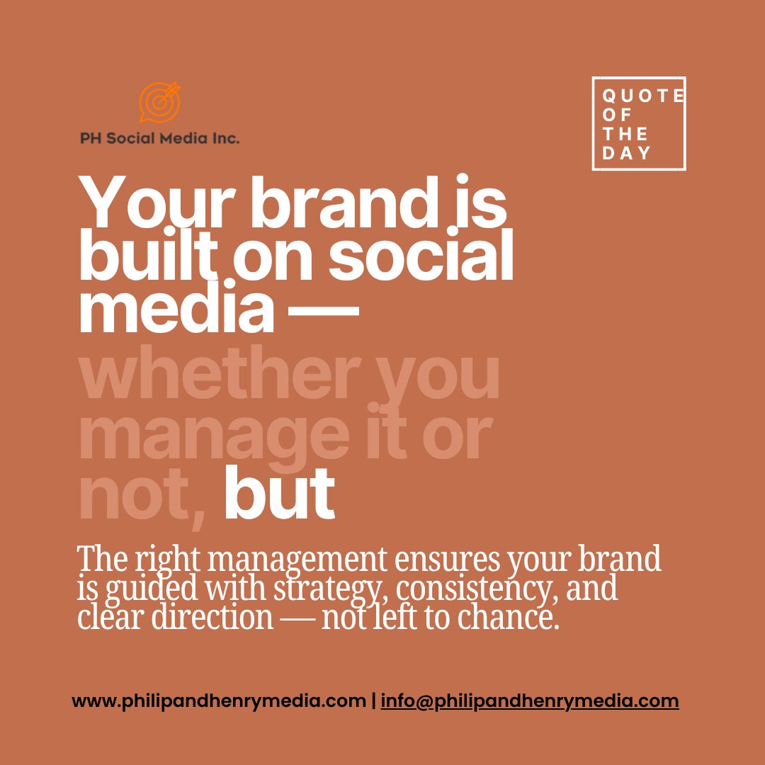 philipandhenrym's tweet image. Every post, comment, and interaction shapes how your audience sees your business. A clear strategy ensures that perception works in your favor, not against it.

#SocialMediaManagement #BrandStrategy #DigitalPresence #MarketingStrategy