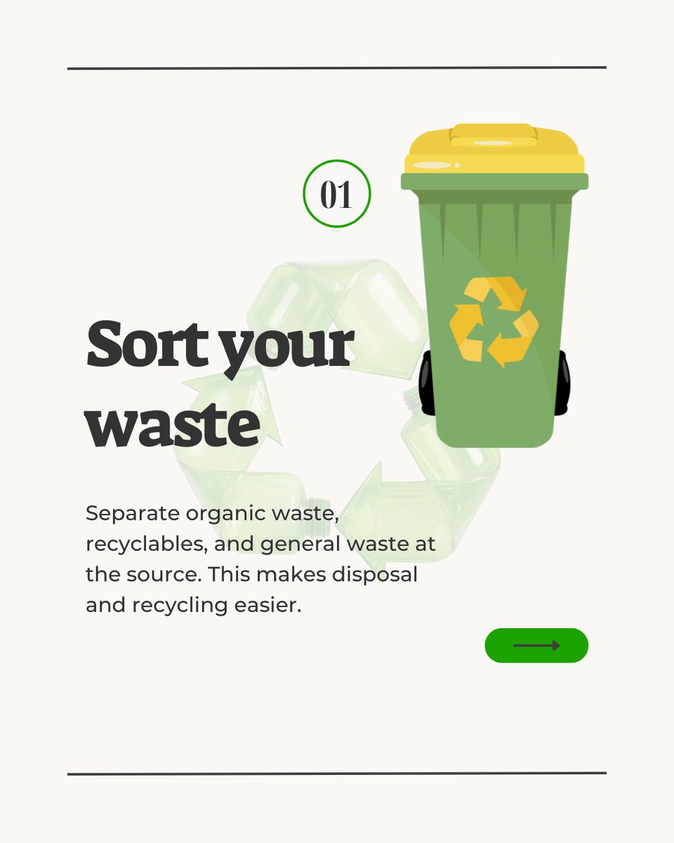AfricanARDA's tweet photo. Your waste habits affect your health and your surroundings.
Swipe to see simple ways to manage your waste better →

#WasteManagement 
#CleanEnvironment 
#HealthyLiving 
#PublicHealth 
#SustainableLiving 
#EnvironmentalAwareness https://t.co/I2LkWwjMPQ