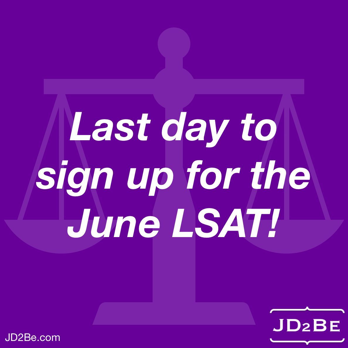 JD2BeLLC's tweet photo. Last day to register for the June LSAT! Sign up at https://t.co/N7eQSh3TiU!
⚖️
#lsat #lsac #prelaw #law #lawyer #lawschool #lawschoolapplications #lawschooladmissions #JD2Be https://t.co/I8GUhetVhk