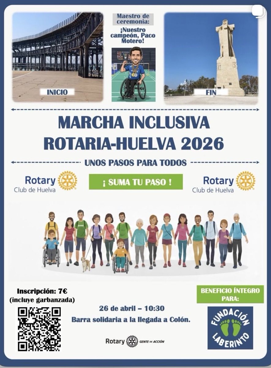 PalantePopal's tweet photo. El domingo tenemos una cita importante
Acompañamos “a Colón” !!!!
👉🏻 Marcha inclusiva Rotaría #Huelva 
🚶🏻🚶🏻‍♀️saliendo del Muelle del Tinto
Organizada por el @RotaryHuelva https://t.co/YkffjoYRW1