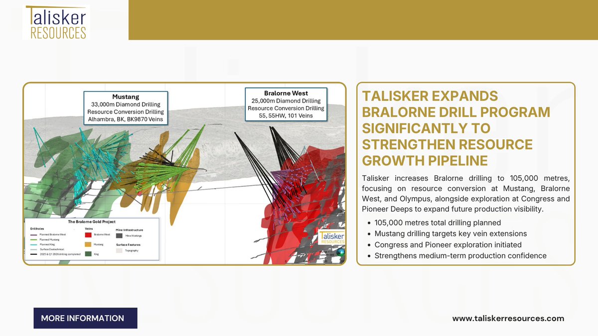 HECapitals's tweet photo. Talisker scales up at Bralorne.
A 105,000m drill program now underway, targeting both resource growth and new discoveries across key zones. A clear step toward strengthening mine planning and future expansion.
#GoldMining #DrillResults #Exploration #Mining #MiningDiscovery https://t.co/jbEomkLDwu
